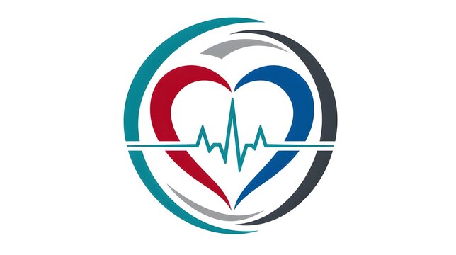 Cardiology Heart Health Logo with Pulse Line