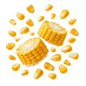 Fresh corn kernels and cobs