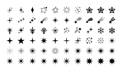 Fototapeta premium Minimal Twinkle Star Sparkle Christmas Symbols Flat Vector Collection