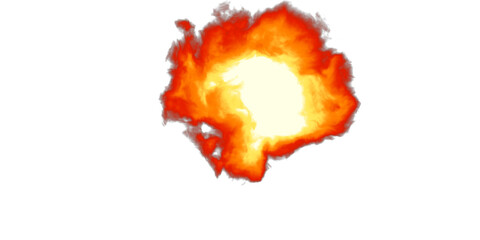 Fiery Orange Fireball Explosion Overlay, Isolated on Transparent Background. Isolated glowing fireball explosion for VFX, motion graphics and cinematic compositing. © Tung's companion