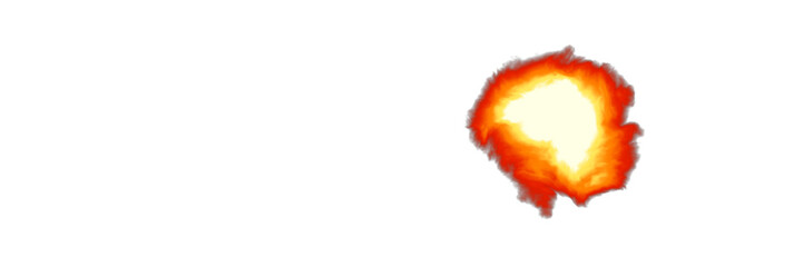 Fiery Orange Fireball Explosion Overlay, Isolated on Transparent Background. Isolated glowing fireball explosion for VFX, motion graphics and cinematic compositing. © Tung's companion