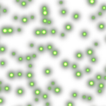 Green Fireflies Glowing Particles Overlay, Isolated on Transparent Background. Isolated glowing fireflies glowing particles for VFX, motion graphics and cinematic compositing.