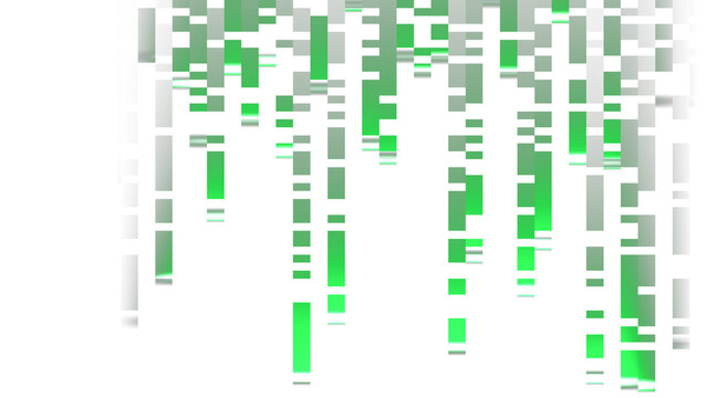Green Matrix Digital Rain Overlay, Isolated on Transparent Background. Isolated glowing matrix digital rain for VFX, motion graphics and cinematic compositing.