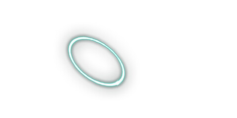 Obraz premium Teal Neon Light Ring Orbit Overlay, Isolated on Transparent Background. Isolated glowing neon light ring orbit for VFX, motion graphics and cinematic compositing.