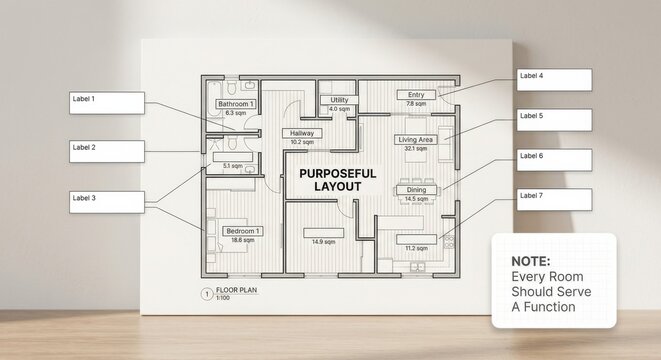 Architectural Floor Plan Blueprint for a Modern Residential Home Layout