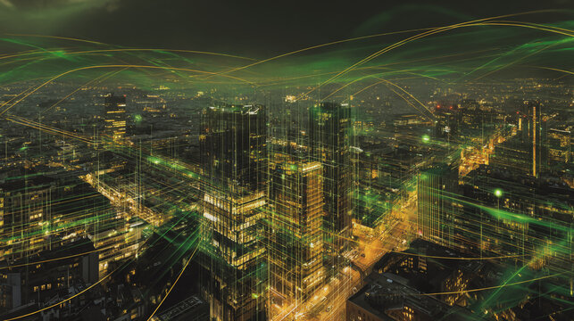 Smart digital Innovation city with connection network reciprocity over the city of future smart wireless digital city and social media networking systems that connects people with in city
