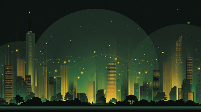 Smart digital Innovation city with connection network reciprocity over the city of future smart wireless digital city and social media networking systems that connects people with in city
