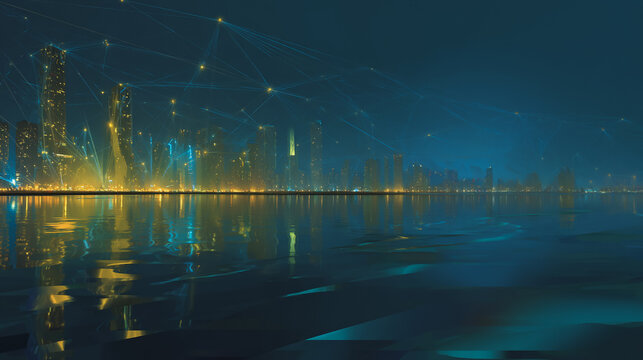 Smart digital Innovation city with connection network reciprocity over the city of future smart wireless digital city and social media networking systems that connects people with in city
