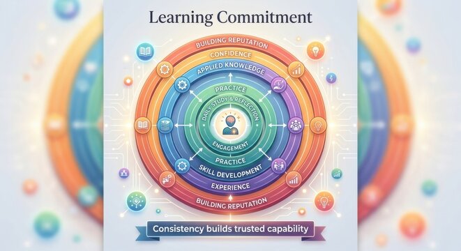 Learning Commitment Concentric Ring Diagram for Skill Development and Professional Growth