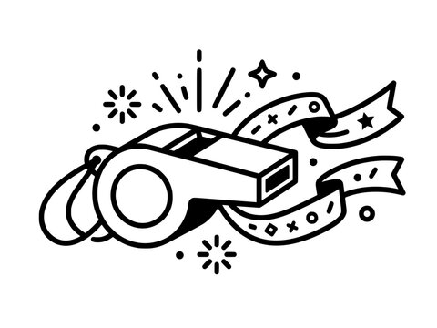 Sport Whistle with Festive Ribbons and Stars
