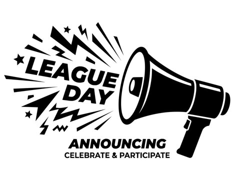 Megaphone Illustration Announcing League Day to Celebrate and Participate in Sports Tournament