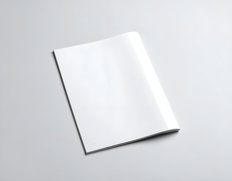 Angled blank white magazine cover mockup.