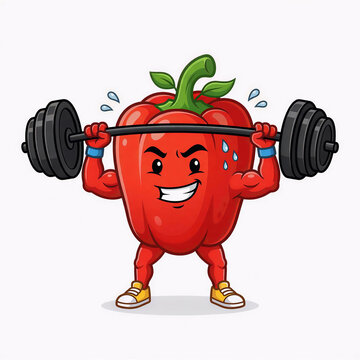 3d pepper lifting weights
