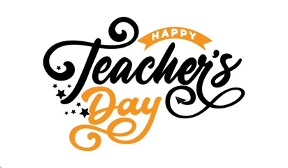 Obraz premium Happy teacher's day decorative typography for school celebration