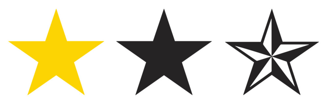 golden black star rating icon set