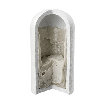Scientific 3D Render of a Soxhlet Extractor Thimble with Polymer Extract Cross-Section
