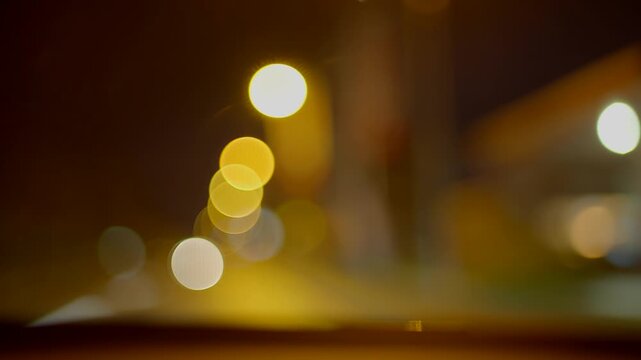 Cinematic Bokeh City Lights on Night Drive for Automotive and Urban Lifestyle