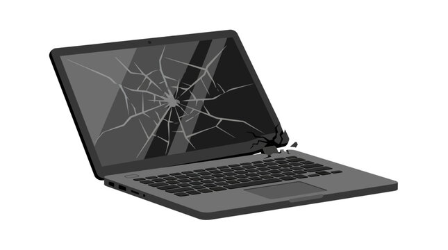 Broken Laptop Screen Isolated