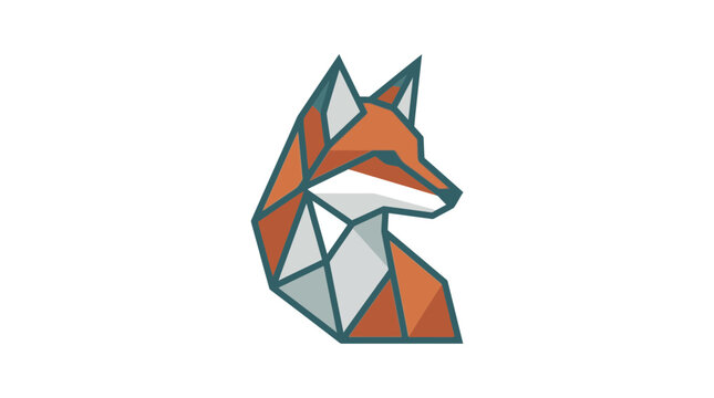 Minimalist geometric fox head vector illustration.
