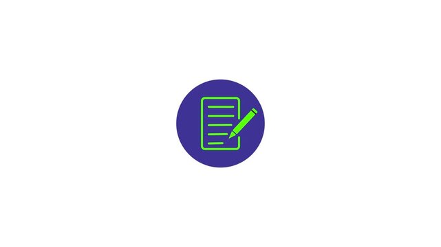 Animated document writing with moving pen for business and education digital interface edit animation
