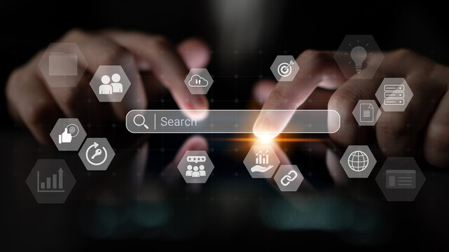 Search bar representing digital marketing, SEO analysis, and network data management Parse