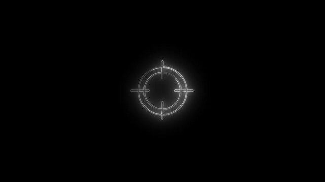 Glowing digital crosshair target animation on black background, for ui scope, reticle