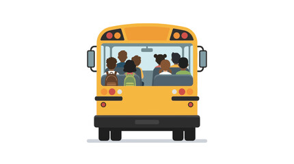 Children Riding School Bus