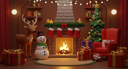 Naklejka premium Cozy Christmas Eve Glow