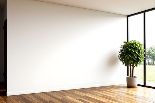 Minimalist Empty White Wall Mockup Interior Background Room Template