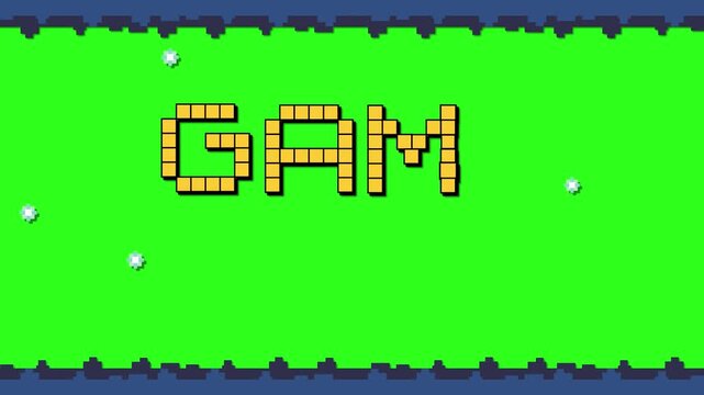 Retro Pixel Art Game Over Text Animation on Green Screen Background