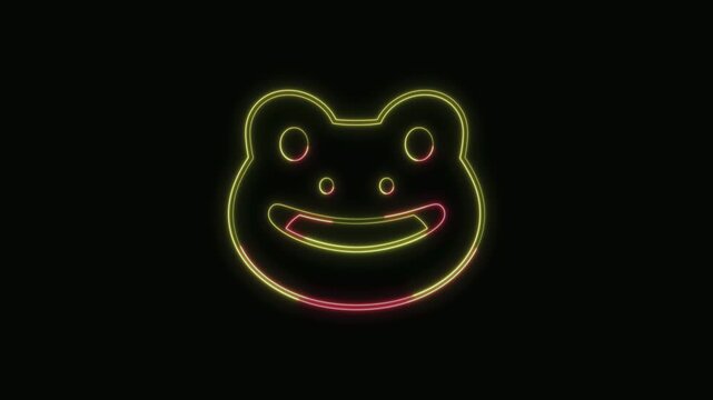  Frog Icon Neon Seamless Loop 4K with Black Background Animated Promotional Typography for Video Editing