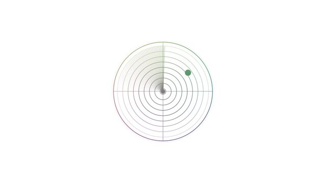 Minimalist radar screen animation with rotating scan line and target tracking sonar interface