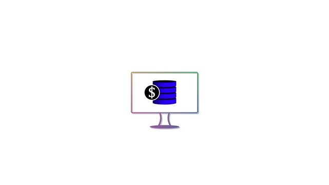 Digital database monetization concept: data storage with dollar sign on computer monitor finance business