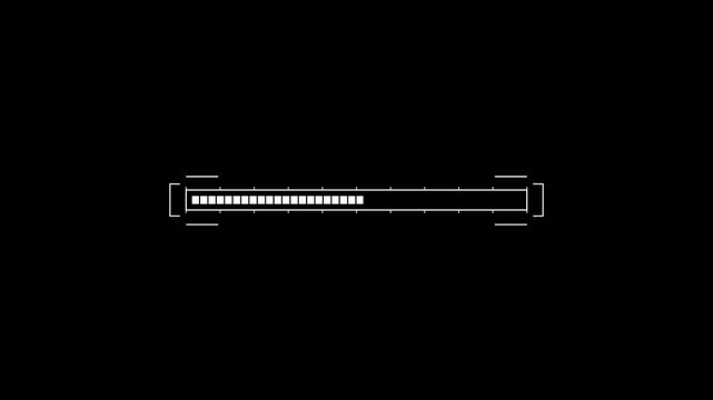 Futuristic digital progress bar interface for software loading sequences and data transfer visualization on dark backgrounds