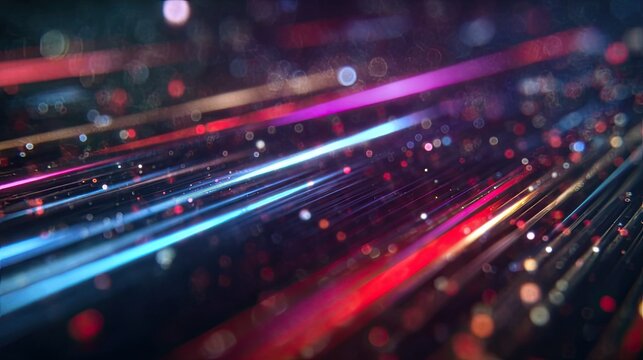 Abstract glowing high speed data trails and fiber optics.