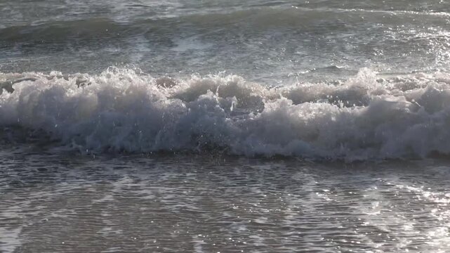 Hirtshals, Denmark Large waves on a windy North Sea Beach
