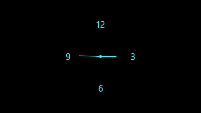 Minimalist Analog Clock Animation Showing Time 3:45 with Smooth Moving Hands on Black Background &ndash; Perfect for Time, Countdown, Deadline, Productivity, or Business Concepts