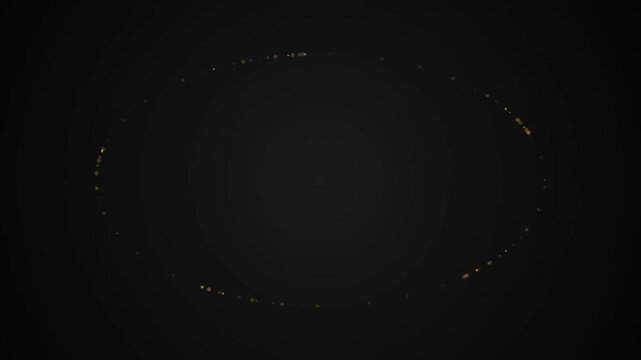 Golden dots forming oval shape on dark background