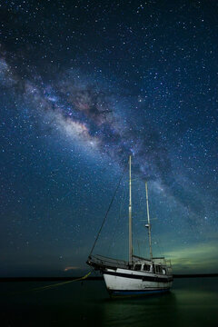 sailboat at night