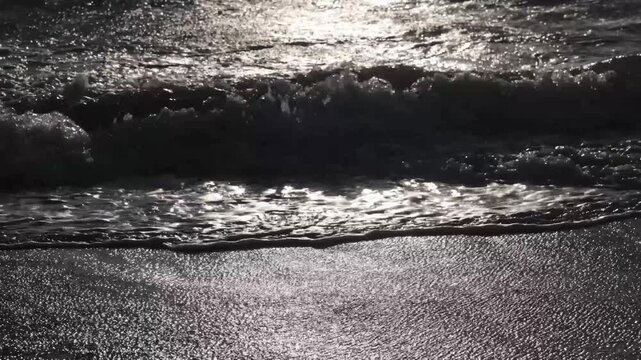 Hirtshals, Denmark Large waves on a windy North Sea Beach