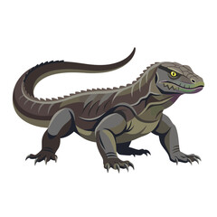 Fototapeta premium Stylized Lizard with Yellow Eyes on Transparent Background