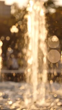 Mesmerizing Glimmering Water Fountains Captured in Warm Golden Light, Creating a Stunning Visual Experience of Nature&rsquo;s Beauty and Tranquility
