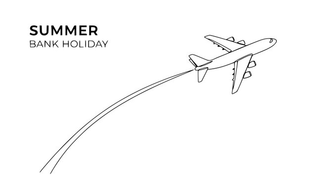 Airplane Flying, Summer Bank Holiday Text, Isolated