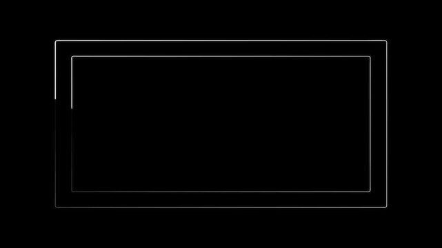 Clean White Neon Rectangular Frame Border with Double Lines on a Dark Black Background for Minimalist and Overlays.