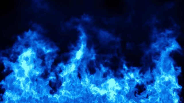 Vibrant blue fire flames rising against dark background intense energy concept with background with background