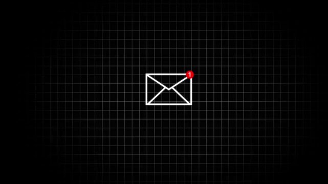 message icon animation. white colour message box icon message animation, Alert on Black Background. A person receiving new message notification on their smartphone.