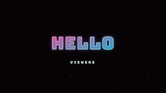 Hello text in blocky candy style with diagonal animation on black
