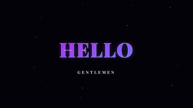 Hello text elegant purple reverse animation on black background