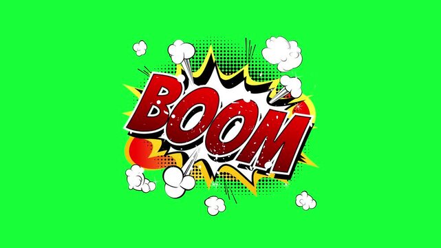 Comic book explosion word bubble with dynamic impact and halftone pattern
