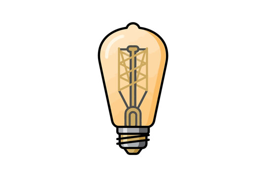 Vintage Edison Light Bulb Vector Illustration